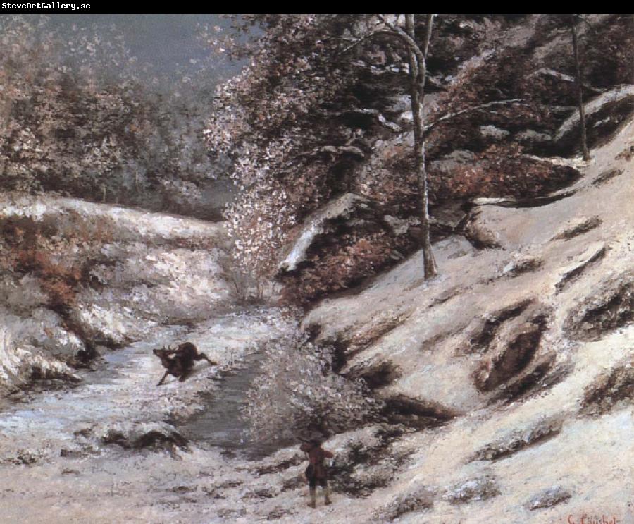 Gustave Courbet Injured deer in the snow